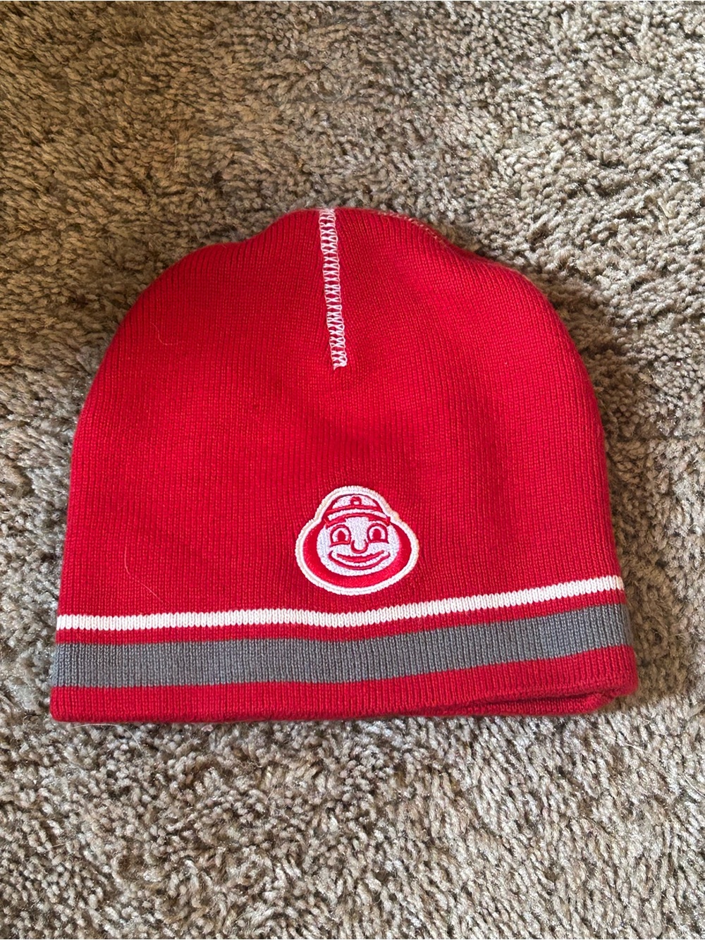 Ohio State Buckeyes Winter Beanie Top of the World Hat Red Knit Cap Brutus OSU